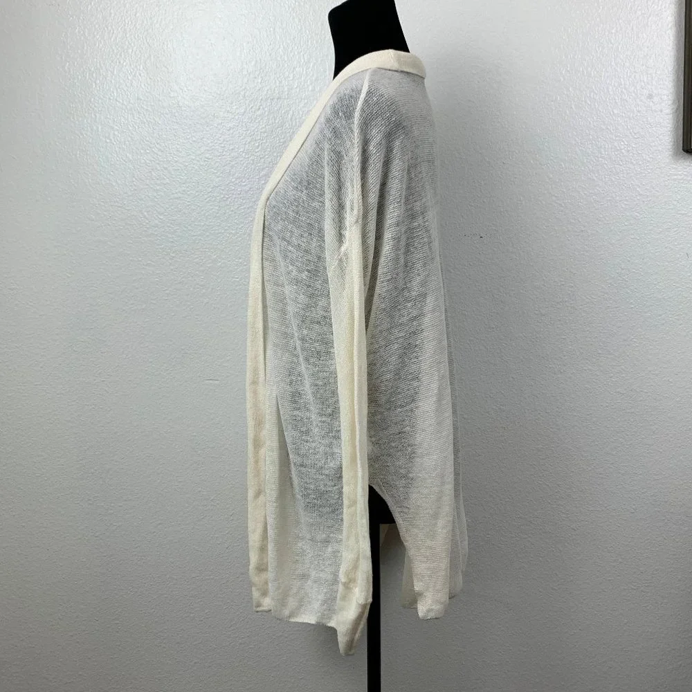 Vince‎ Linen Blend Cream Open Front Cardigan